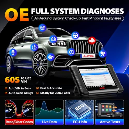Autel Scanner MaxiCheck MX808S, 2026 US Ver of MaxiCOM MK808S MK808Z, Full Bidirectional Diagnostic Scan Tool as MK900 MX900 MK900BT MK808BT PRO, 3K+ Active Test, 28+ Service, OE All System, OS11, FCA