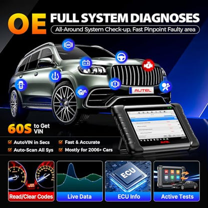 Autel Scanner MaxiCheck MX808S, 2026 US Ver of MaxiCOM MK808S MK808Z, Full Bidirectional Diagnostic Scan Tool as MK900 MX900 MK900BT MK808BT PRO, 3K+ Active Test, 28+ Service, OE All System, OS11, FCA