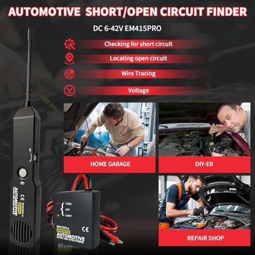 Automotive Wire Tracer Electrical with Battery, FIRSTOOL EM415Pro Automotive Short & Open Finder Circuit Tester,DC 6-42V Fault Probe Cable Tracer,Circuit Breaker Finder for Car, Boat, Trailer etc - style: With Battery