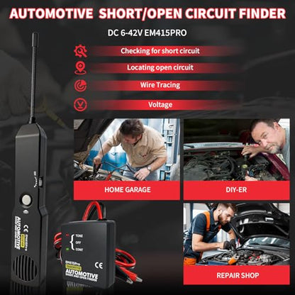 Automotive Wire Tracer Electrical, FIRSTOOL EM415Pro Automotive Short & Open Finder Circuit Tester,DC 6-42V Fault Probe Cable Tracer,Circuit Breaker Finder for Car, Boat, Trailer etc - style: No Battery