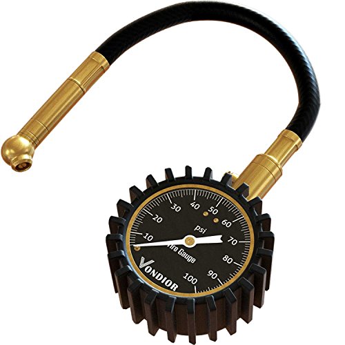 Vondior Tire Pressure Gauge (0-100 PSI) - Certified ANSI B40.1 Tire Gauge for Cars and Trucks, Large 2" Glow Dial Easy-Read Tire Gauges for Tire Pressure Car Accessories - color: Black Tire Gauge w/ Tube, size: 0-100 PSI