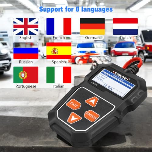 KONNWEI KW208 Car Battery Tester 12V,100-200 CCA Load Analyzer and Alternador Diagnostic Tool, Professional Battery Health Check for Cars and Trucks