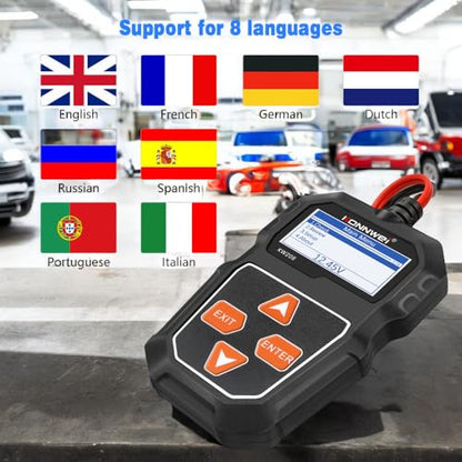 KONNWEI KW208 Car Battery Tester 12V,100-200 CCA Load Analyzer and Alternador Diagnostic Tool, Professional Battery Health Check for Cars and Trucks