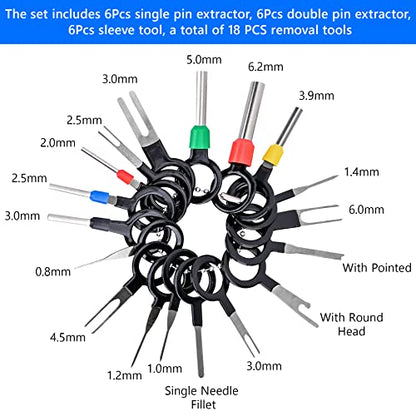 82pcs Repair Kit - Wire Connector Terminal Pin Extractors, Electrical Wiring Crimp Back Needle Removal Tool with Protective Bag