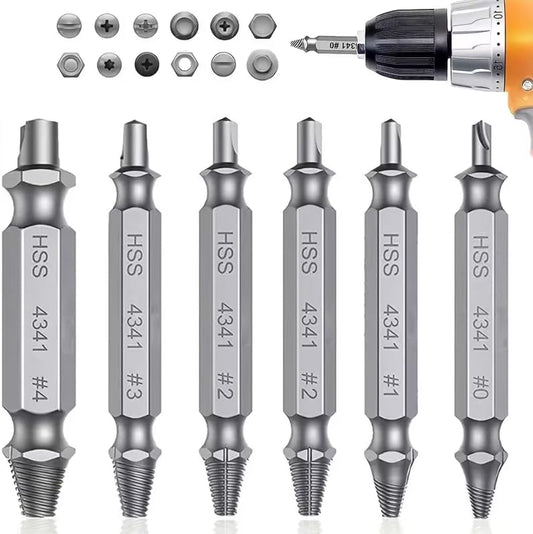 Damaged Screw Extractor Set, 5-Pcs Stripped Screw & Bolt Remover Kit with Drill Bits & Extractor Sockets for Easy Removal of Broken Fasteners, Ideal for Automotive, DIY & Home Repair - color: Sliver