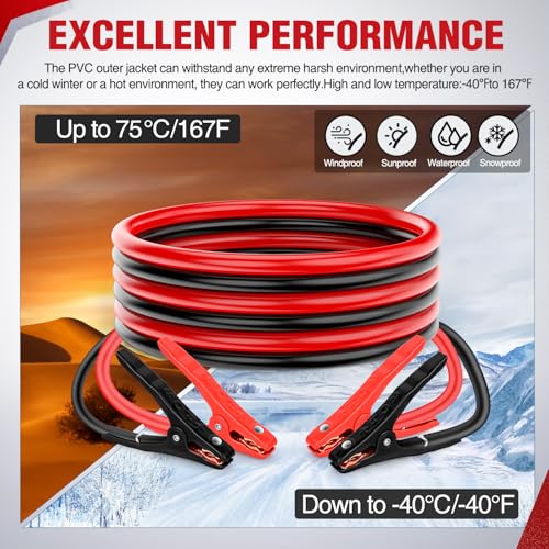 Nilight Jumper Cables for Car Battery 10 Gauge 12 FT Booster Cable Heavy Duty 200 A CCA with Carrying Bag Jump Start Emergency Kit Pickup Vans SUV Sedan Motorcycle - size: 10 Guage 12 FT
