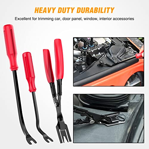 GOOACC 238Pcs Auto Trim Removal Tool and Push Pin Retainer Clip Set | Fastener Terminal Remover Tool Adhesive Cable Clips Panel Remover Kit Car Panel Radio Removal Auto Clip Pliers - color: 120Pcs Clips + 118 Remover Red