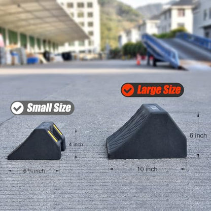 Heavy-Duty Rubber Wheel Chocks, Ergonomic Portable Durable Wheel Chock with Handle, Wheel Wedge, Wheel Stopper for Cars, Motorcycles, Travel Trailers (Large - 4Pack) - size: Large - 4Pack