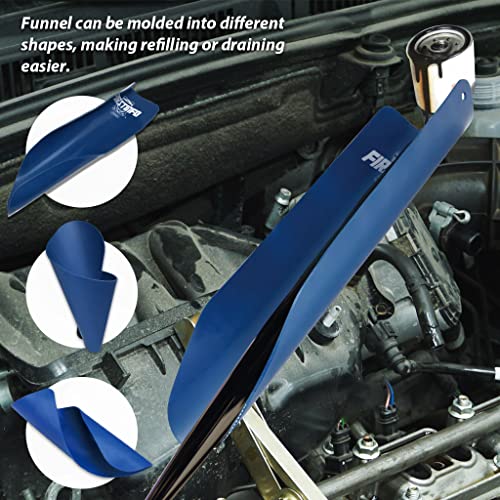 FIRSTINFO Large Flexible Oil Draining Tool Funnel, 21.8" Extended Reach | Moldable Reusable Spill Free Oil Filling, F3555B