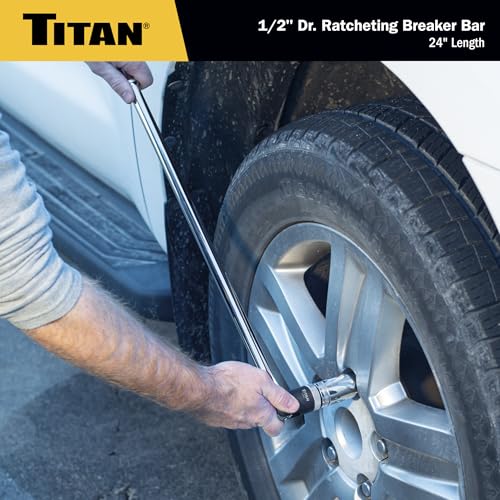 Titan 12024 1/2-Inch Drive x 24-Inch Heavy-Duty Ratcheting Breaker Bar with 180-Degree Swivel Head