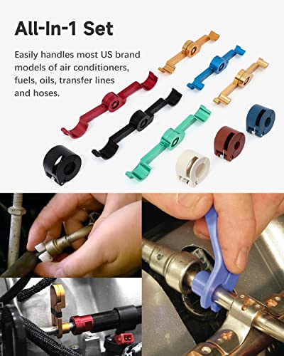 25pc Fuel Line Disconnect Tool Set Master Quick Disconnect Tool Kit for Mechanics Transmission Oil Cooler Line Disconnects Compatible with for Ford Chevy GM More, Red