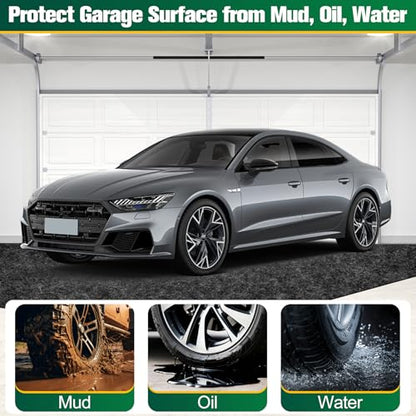 ToLanbbt Garage Floor Mat 7.5' x 20', Oil Spill Mat for Under Car Driveway Oil Drip Pad with 8P Tapes, Waterproof Backing, Leak Absorbent, Reusable, Washable, Protect Garage Floor (1P, Dark Gray) - size: 7.5'x20'
