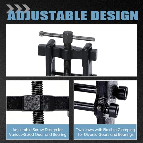 Hypertune Universal Two Jaw Pilot Bearing Gear Puller Bearing Gear Remover Tool Carbon Steel Adjustable Pump Pulley Remover Hand Tool Removal Kit Straight Type, 3''(38x65mm) - size: 3inch(38*65mm)