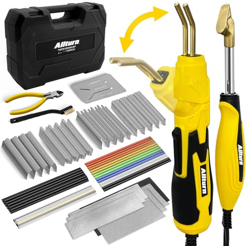 Allturn Plastic Welder 2-in-1 Car Bumper Repair Kit,YELLOW | Carry Case, 75 PCS Welding Rods, 400 PCS Staples - color: Yellow