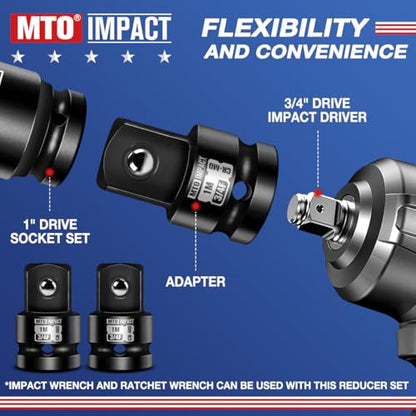 2 Pieces 3/4" Female to 1" Male Impact Socket Adapter, 3/4" Drive Impact Socket Adapter Set, Chrome Molybdenum Alloy Steel - size: 3/4" Female to 1" Male