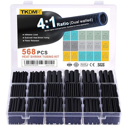 TKDMR 568 Pcs Heat Shrink Tubing - 4:1 Ratio,2.2" Length,Adhesive Lined, Marine Grade Shrink Wrap - Industrial Heat Shrink Tubing Kit - size: 2.2" Length