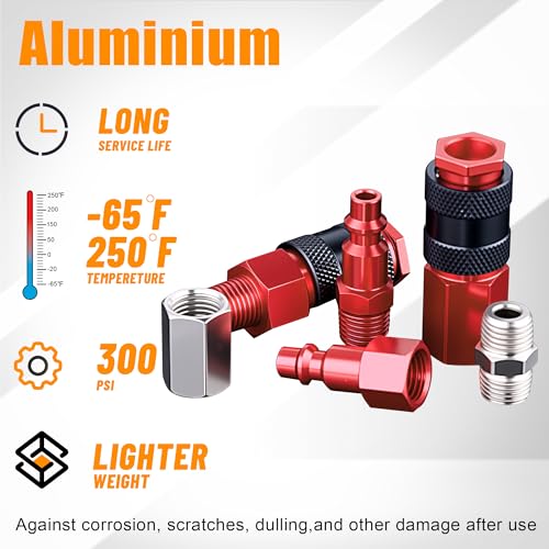 34 PCS 1/4" Air Coupler and Plug Kit,1/4 Inch Lightweight Aluminium Universal Quick Air Hose Fittings Set for Air Compressor Accessories
