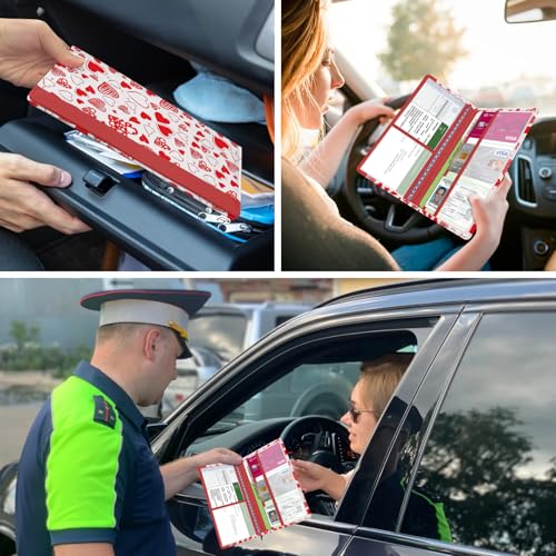 Car Registration and Insurance Holder, with Magnetic Closure for License, Cards and Documents, All Vehicle Needs and Car Accessories (Heart) - color: Heart