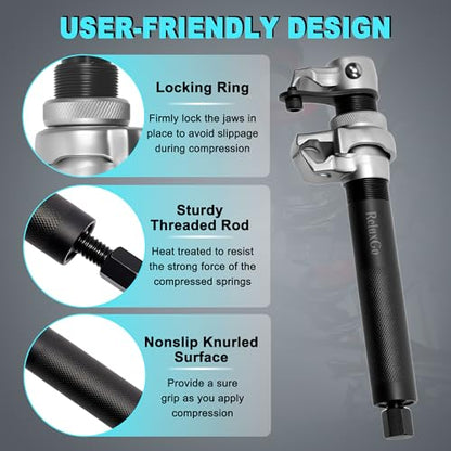 ReluxGo Coil Spring Compressor Tool Automotive 2 pcs Heavy Duty Macpherson Strut Spring Compressor Set with Safety Bracket for Car Truck ATV UTV, 2200 LB Capacity, Coil Spring Compression Tool - size: 3PCS Spring Compressor Set