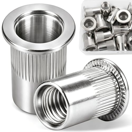 18Pcs 1/2" Rivet Nut, 304 Stainless Steel Flat Head Knurled Rivnuts Threaded Insert Nutsert 1/2"-13 UNC RIV Nuts for Metal, Automotive, Furniture, DIY - size: SS 1/2 -13 18pcs
