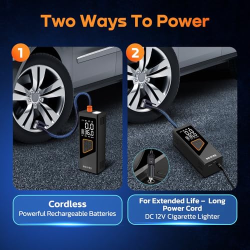 Portable Tire Inflator Air Compressor 150 PSI - Digital Gauge Auto Shut-Off LED Light for Car SUV Motorcycle Bike Balls - Fast 12V DC Pump w/ 10ft Cord (Big Star Trading)