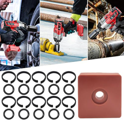 (10-Pack) 1/2" Impact Wrench Retaining Ring Clips with O-Rings and Anvil Install Tool, Heavy-Duty Carbon Steel Hog Ring Kit Compatible with Milwaukee Electric/Pneumatic Cordless Impact Wrenches