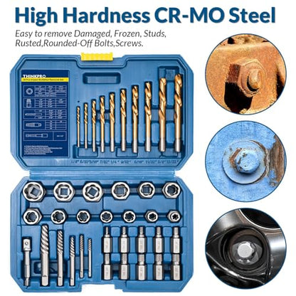 39Pcs Bolt Extractor Set and Drill Bit Kit | Multi-Spline Screw Extractors, Easy Out Broken Lug Nut Extraction Socket Set - color: 39-pc
