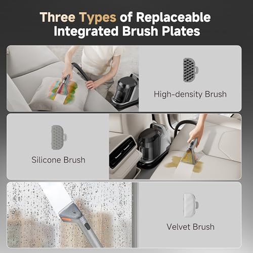 Uwant 18Kpa Powerful Suction Carpet Steam Cleaner with Pet Pro Cleaner | Set of 1 Portable Carpet Cleaner for Pets with Cleanning Tools Upholstery Steam Cleaner for Carpets, Couch, Sofa, Cars - color: Grey-Stone