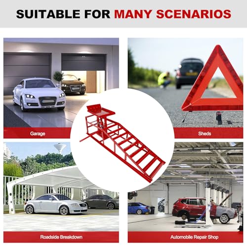1 Pack 5T 10000lbs Hydraulic Car Ramps Low Profile Car Lift Service Ramps Truck Trailer Garage Lift Height Range 9.8" to 15" Hydraulic Vehicle Ramps Red - size: 1PC-Red