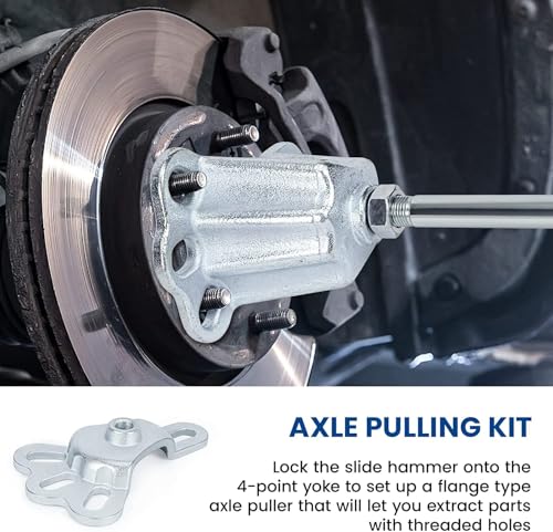 Rear Axle Bearing Remove Puller Tool Kit Bearing Remover Set with Slide Hammer Yoke and 3 Adapters, 1" to 2-7/8" IDs