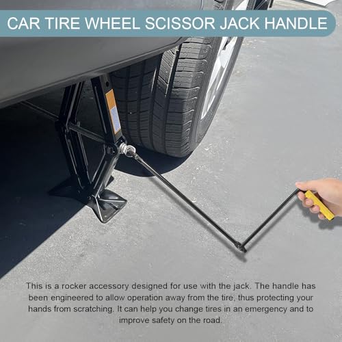 Car Scissor Jack Handle, Auto Tire Wheel Jack Lug Wrench, High Carbon Steel Hand Cranked Lift Jack Handle, Universal Trailer Jack Repair Replacement Accessories for Cars, Trucks, SUVs