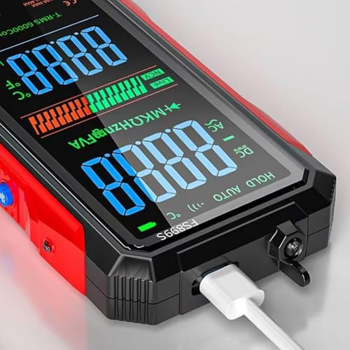FS899S Smart Digital Multimeter,USB-C Rechargeable 6000 Counts RMS Tester | HD Color Screen Voltmeter with Voice Broadcast, NCV & Live Wire Detector for Automotive, Home & Industrial Repair