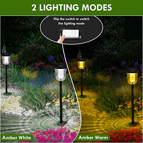 Solar Lights Outside Waterproof, 6 Pack 200 Lumens Super Bright Solar Pathway Lights Outdoor Waterproof with 2 Lighting Modes, Auto On/Off Outdoor Solar Lights for Yard, Walkway, Lawn - size: 6 Pack-200 Lumen