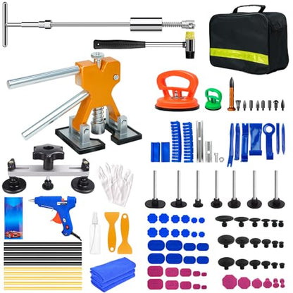 116PCS Car Dent Puller Kit, PDR Tool Kit with Glue Gun, Suction Cups, Bridge Puller & T-Bar Puller, Paintless Dent Repair for Trucks, SUVs, Complete Auto Body Tools for Shop & Advanced DIY User
