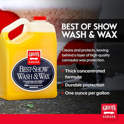 Griot's Garage Best of Show Wash and Wax for Car Detailing and Cleaning, Carnauba-Packed Coating, High Gloss Shine and Protection for Auto Paint, 11396, One Gallon - size: 128 Fl Oz (Pack of 1)