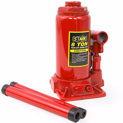 XtremepowerUS 8-Ton Heavy Duty Hydraulic Bottle Jack Large Capacity Weight Lifting Equipment with Handle, Red - size: 8 Ton