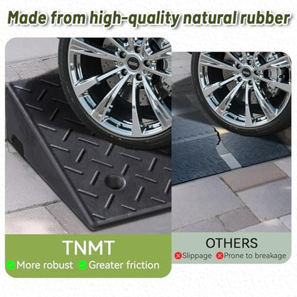 2 Pack Rubber Curb Ramps for Driveway, 6" Height, Heavy Duty 4 Ton (8818 lbs) Capacity, for Lawn Mower, Wheelchair, Motorcycle, Car, Loading Dock & Threshold - size: 6" Rise