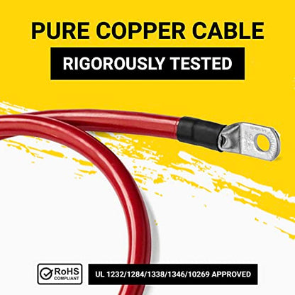 Spartan Power Battery Cable 4 Foot 4/0 Gauge AWG Wire Set 5/16" M8 Made in USA - color: Red & Black 4 ft 4/0 AWG - 5/16", size: 4/0 AWG