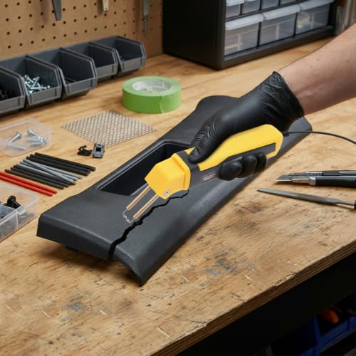 Plastic Welder Kit, 100W Welding Machine Kit, Max Temp 800°F (Yellow) | 110V 0.5A, Plastic Bumper Repair Set for DIY Car Bumper Toolbox Plastic Crack Fixing - color: Yellow