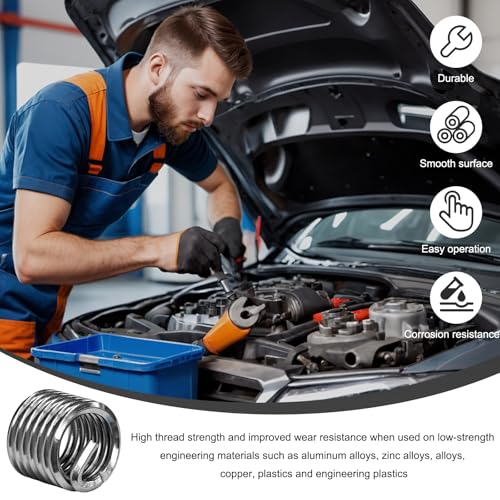 100PCS Thread Repair Insert, M6 × 1.0 × 1.5D Helicoil Metric Thread Sleeve Steel Sheaths Wire Thread Inserts, 304 Stainless Steel Helicoil Coiled Wire Screw Thread Repair Kit - color: 9mm