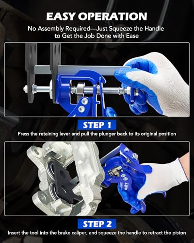 OMT Brake Caliper Piston Compressor Tool for Single Dual Quad Pad | Aluminum Alloy Steel; 377 Lb Force; Retract Pistons for Mechanics; Car and Truck Maintenance; EPE Foam Storage