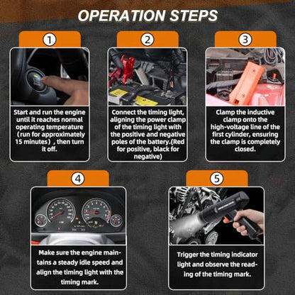 DUOYI Timing Light Automotive Engine Timing Lights 12V Ignition Timing Light with Strobe Lamp Inductive Timing Tool Kit Reverse Polarity/Overload Protection Ignition Timing Tool with 10ft Test Lead