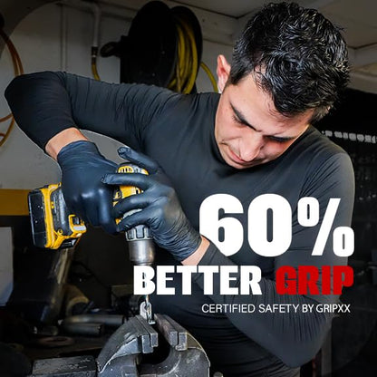 London Labs Heavy Duty 6 Mil Black Nitrile Gloves - Disposable, Latex & Powder Free | Mechanic, Food Prep & Tattoo | Rubber Gloves for Cooking, Cleaning & Household |Bulk Case of (1000) - size: Medium