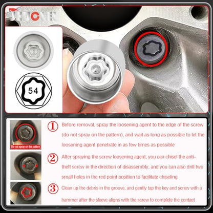 054 Wheel Locking Nut Key Socket Compatible with BMW Series, (Socket OD 29mm - ID 25mm), Wheel Anti-Theft Lug Nut Removal Tool, Anti-Theft Screw Remover - color: Socket 054