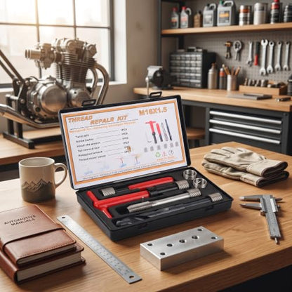 11Pcs M16x1.5 Thread Repair Kit Stainless Steel Drill Helicoil Repair Kit Threaded Reply Tool Kit