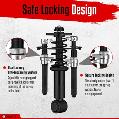 WETT Coil Spring Compressor Tool Set, 2-Piece Heavy Duty Strut Spring Compressor Tool with Extendable Bracket, 2645LB Capacity Automotive Spring Compressor Tools for Car, Truck, UTV, ATV