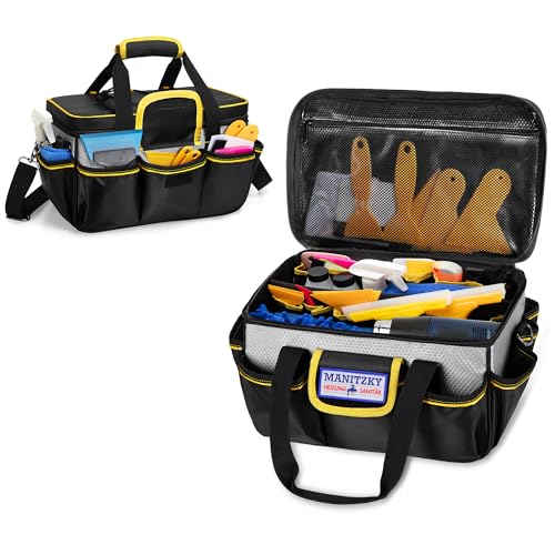 Rexmica Window Tint Tools Storage Bag | 12 Inch Tool Bag for Heat Gun/Vinyl Wrap Tools/Car Film Kit, Multi-functional Work Tote for Car Window Tinters Worker