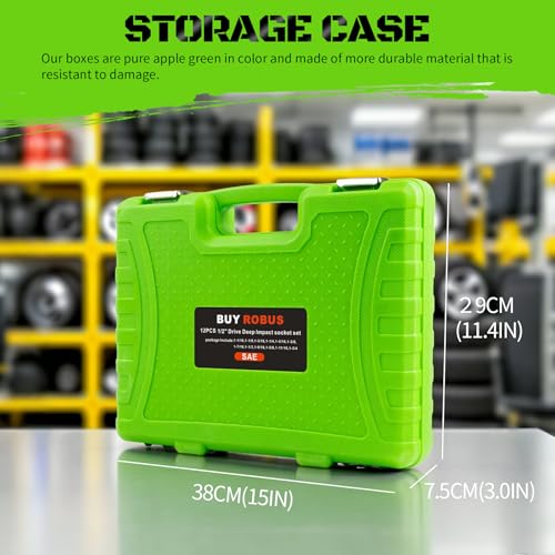 1/2"12-Piece Extended Drive Impact Socket Set, Deep SAE Spindle Axle Nut Impact Socket Set, Cr-Mo, 1-1/16, 1-1/8, 1-3/16, 1-1/4, 1-5/16, 1-3/8, 1-7/16, 1-1/2, 1-9/16, 1-5/8, 1-11/16, 1-3/4 Socket - size: 12 Piece 1/2" SAE Impact Socket Set