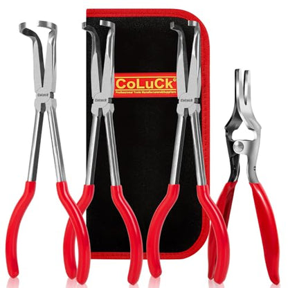 4Pcs 11" Hose Gripper Plier Hose Remover Set,5/16-Inch, 1/2-Inch, 3/4-Inch Dia, Offset Spark Plug Boot Removal Pliers Serrated Jaws for Cannon Plug Removal Tool Hard to Reach Narrow Spaces - size: 4-Piece Set