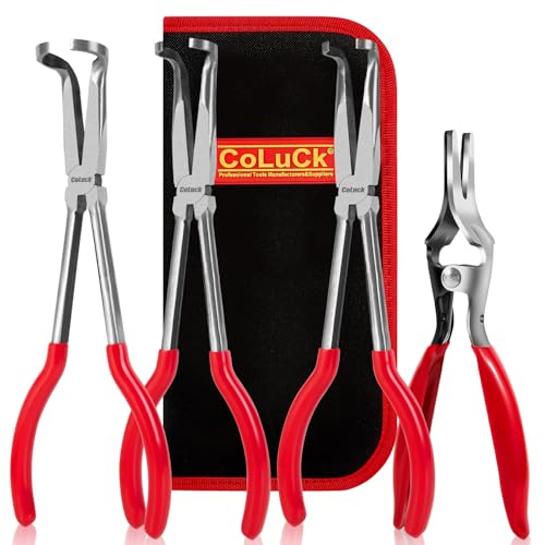 4Pcs 11" Hose Gripper Plier Hose Remover Set,5/16-Inch, 1/2-Inch, 3/4-Inch Dia, Offset Spark Plug Boot Removal Pliers Serrated Jaws for Cannon Plug Removal Tool Hard to Reach Narrow Spaces - size: 4-Piece Set